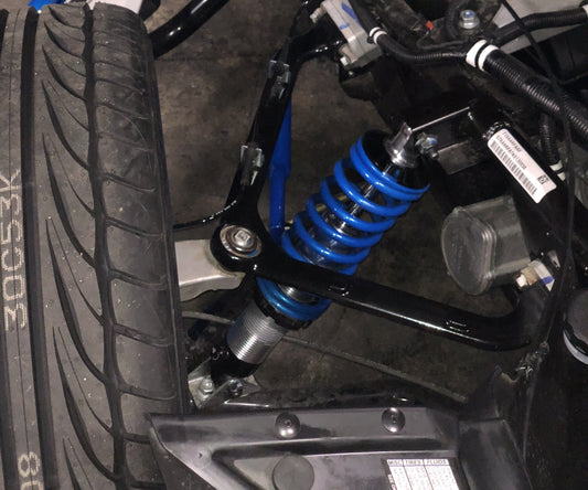 Twist Dynamics Blue Fire Double Adjustable Shock Set Installed on a Dealer Package base model Slingshot